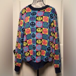 WESC Unisex Leon Pop Smiley Face Sweater Checkerboard